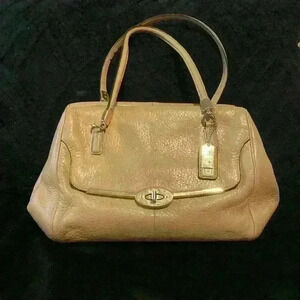 Coach Gold Tan Brown Leather Madison Madeline East West NWOT 2 WAY Bag Handbag